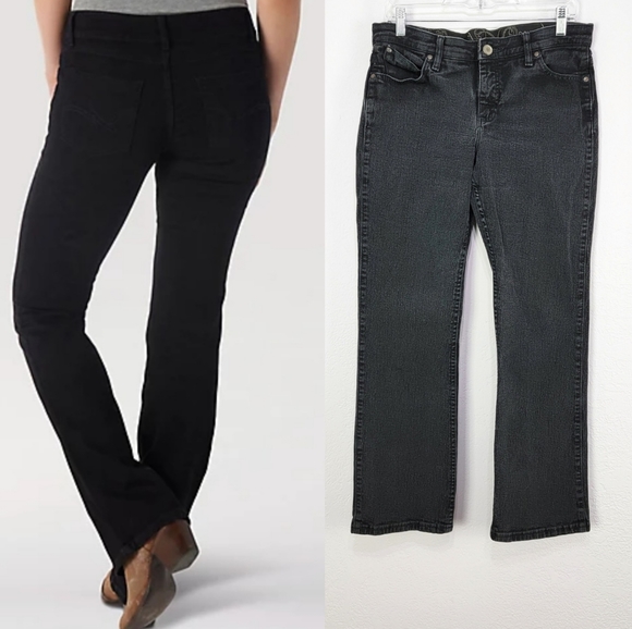 Wrangler Q-Baby No Gap Waist Washed Black Bootcut Jeans Size 9/10 - Picture 1 of 15